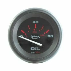 Motor Accessories Veethree Black Amega Oil Pressure Gauge 0-80 PSI